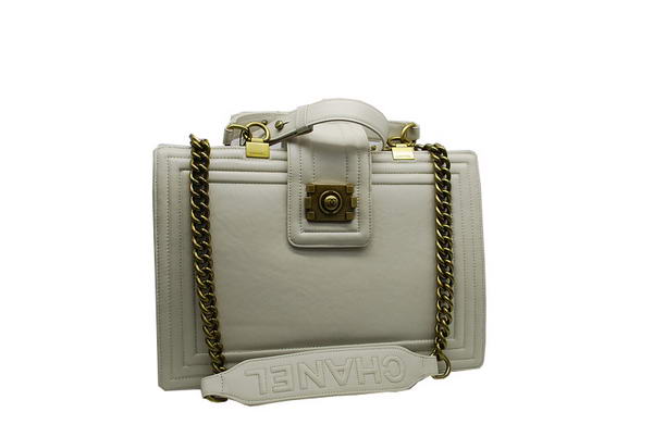 7A Chanel A30160 Offwhite Calfskin Large Le Boy Shoulder Bag Gold Hardware Online